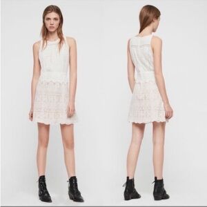 All Saints Melia Lace Mini Dress Ivory White Overlay Size 4